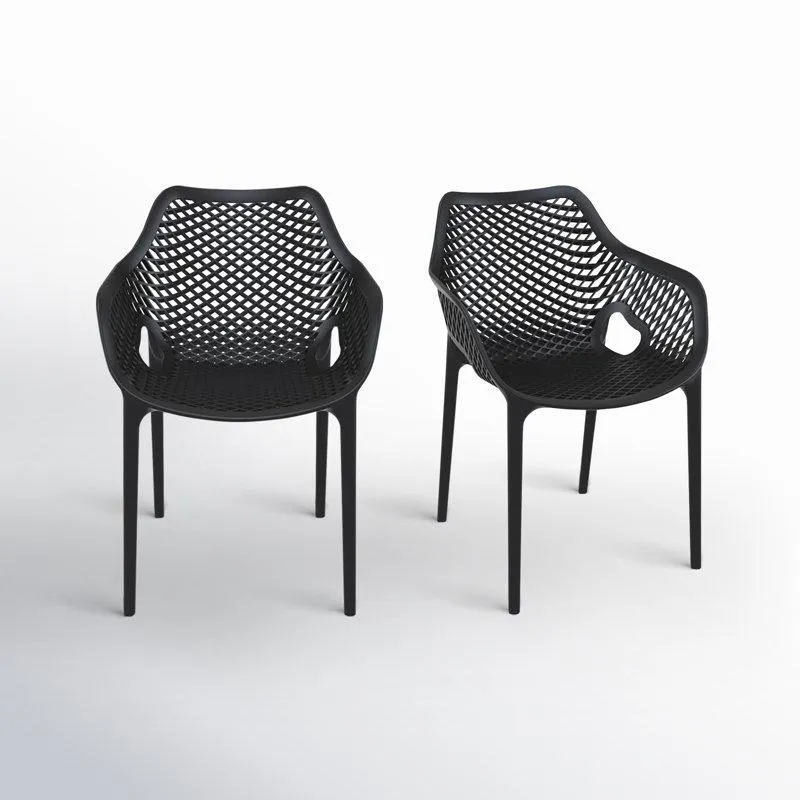 Black Farrah Outdoor Stacking Dining Armchair