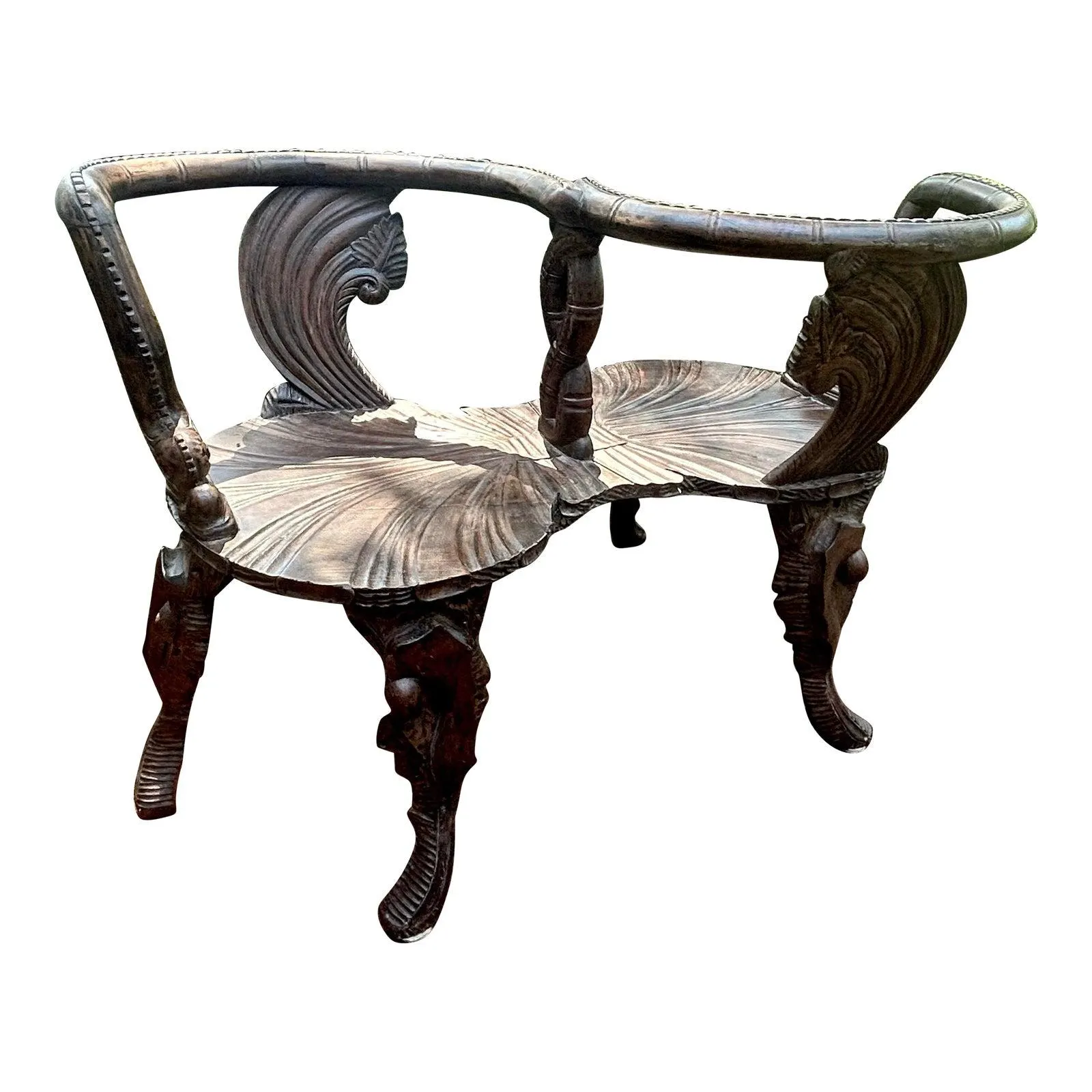 Mid 20th Century Italian Carved Grotto Bench