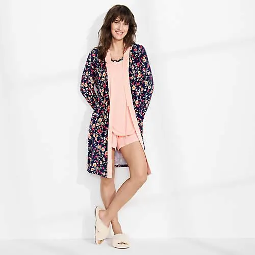 Women's Cooling 3 Piece Pajama Set - Robe Tank and Shorts