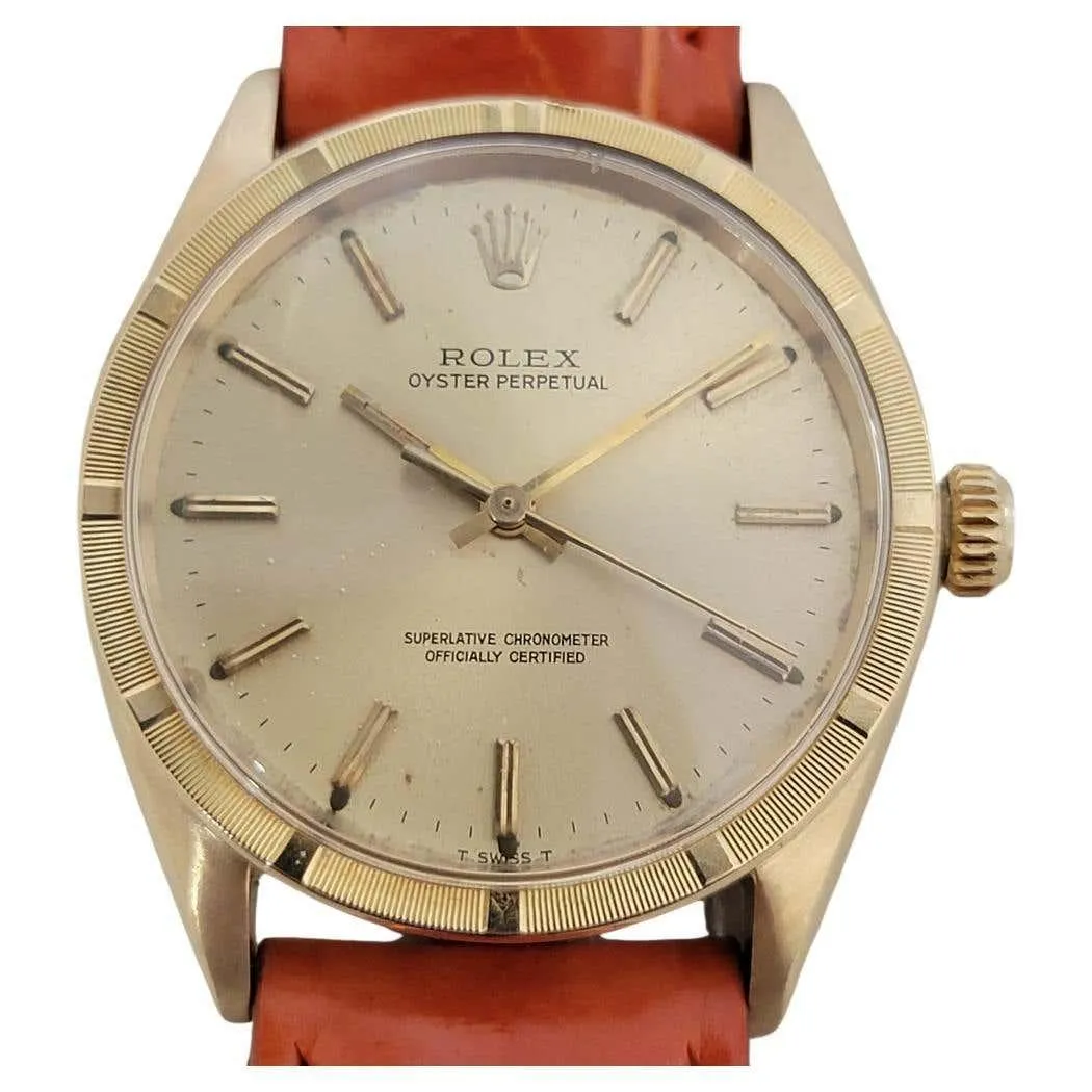 Mens Rolex Oyster Perpetual Ref 1007 34mm 18k Solid Gold Automatic 1960s RA438