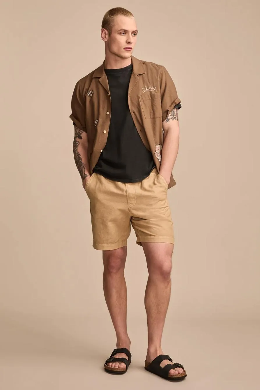 7 inch linen pull on short