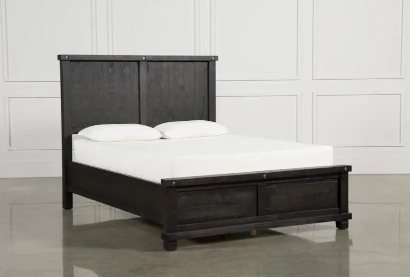 Jaxon Espresso Black Brown Queen Wood Panel Bed | Adjustable Base Compatible