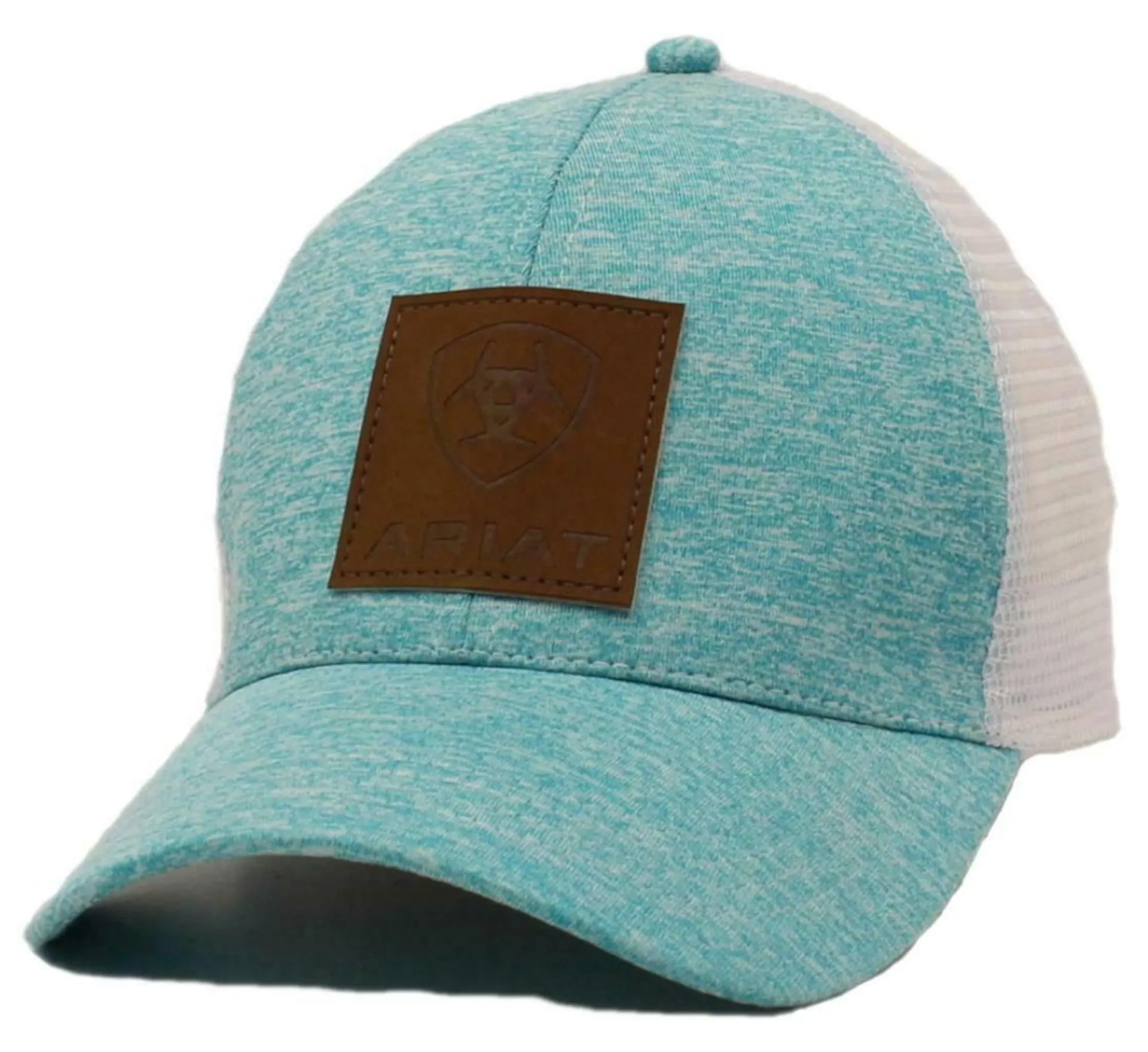 Ariat Womens Turquoise Leather Patch Ponytail Cap