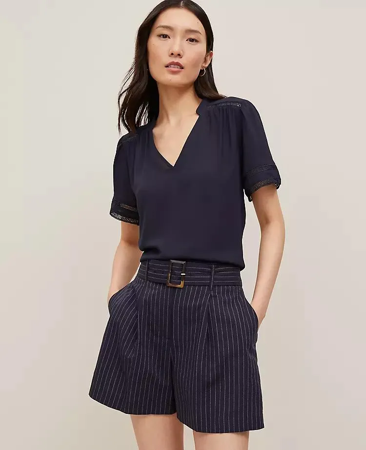 Lace Trim Mixed Media Top