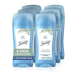 Secret Antiperspirant Deodorant Women, Shower Fresh Scent, Invisible Solid 2.6 Oz (Pack of 6)