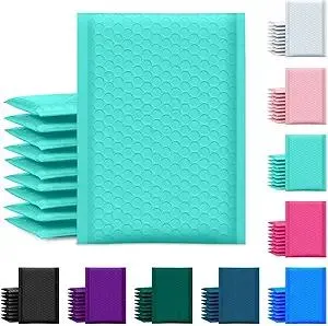 UCGOU Bubble Mailer 6x10 Inch 100 Pack Usable Size 6x9 Inch Teal Poly Padded Envelopes Waterproof Bubble Bags for Small Business Shipping Self Seal Mailing Envelopes for Jewelry Makeup Supplies