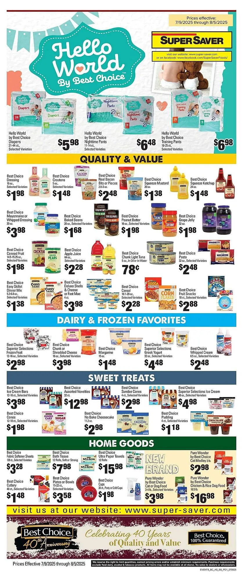 Weekly ad Super Saver Weekly Ad from July 9 to August 5 2025 - Page 1