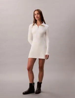 Smooth Zip Collar Mini Dress