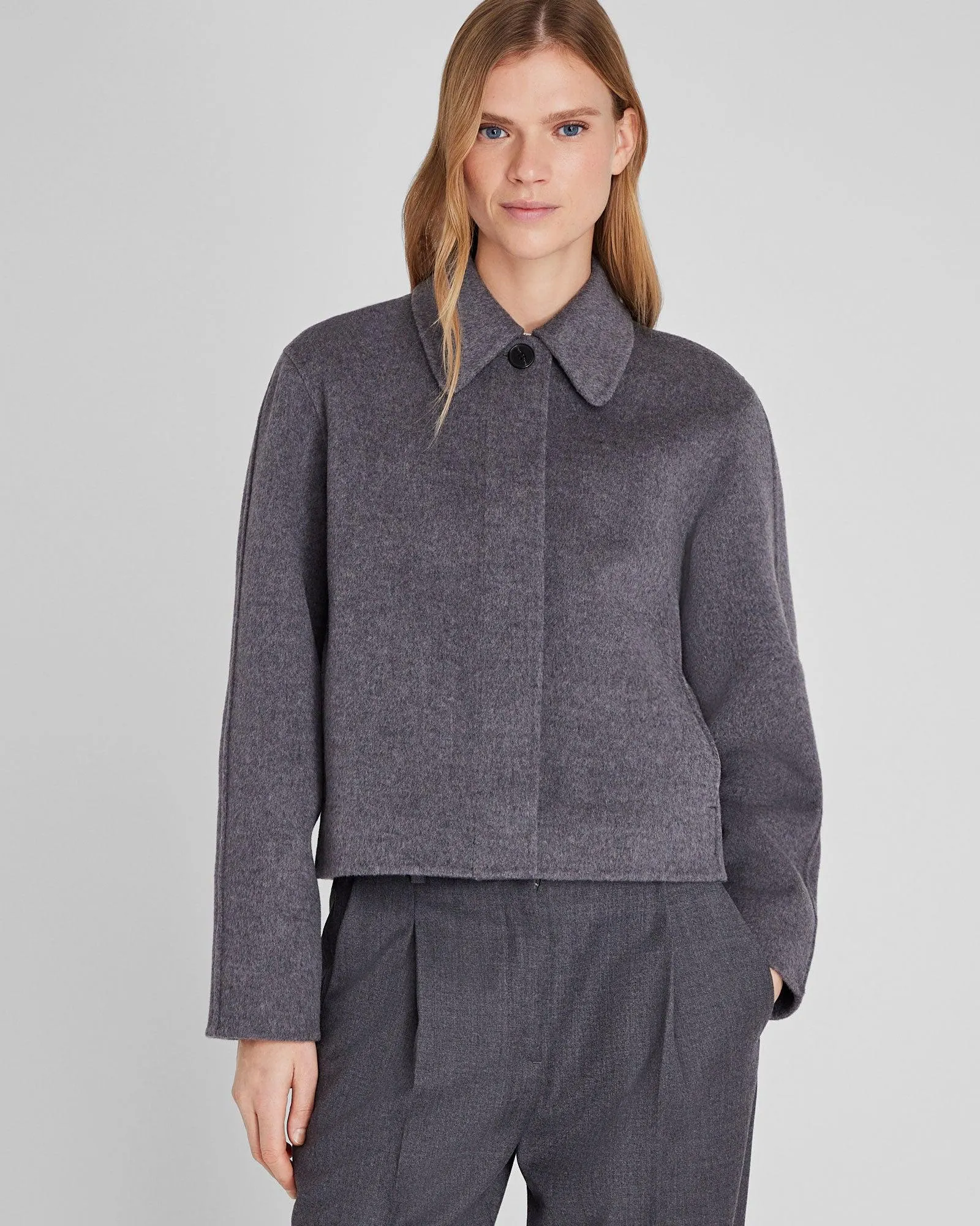 Cropped Double-Faced Wool Blend Jacket