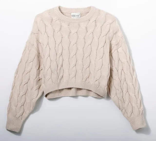 Pink Rose Juniors Solid Cable Knit Sweater