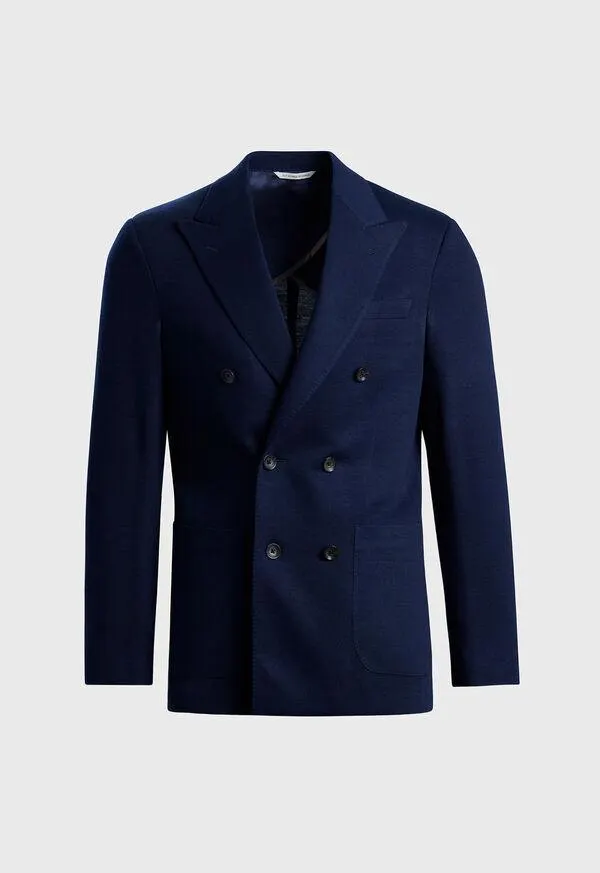 Double Breasted Wool Knit Blazer