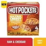 Hot Pockets Extra Cheese Ham and Cheddar, Air Fryer Snacks, Frozen Sandwiches, 17 oz, 4 Pack (Frozen)