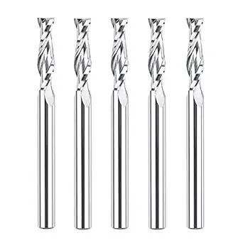 SpeTool 5PCS Spiral Upcut Router Bits Set 1/4 inch Shank with 1" Cuttting Length, Solid Carbide CNC Wood Router Bits
