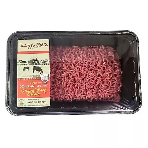 Farm To Table Fresh 96% Lean Ground Beef Sirloin, 2 lbs.