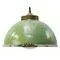 Vintage Brass and Enamel Pendant Light with Frosted Glass