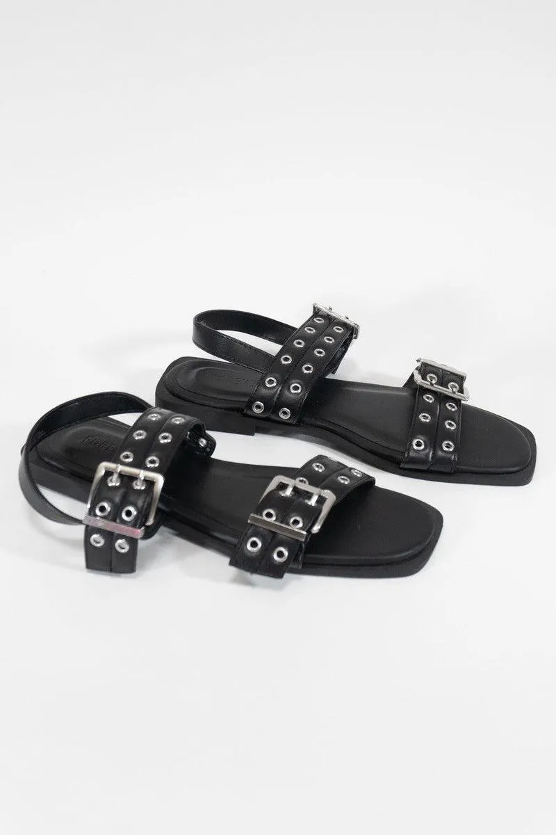 Grommet Strap Leather Sandals