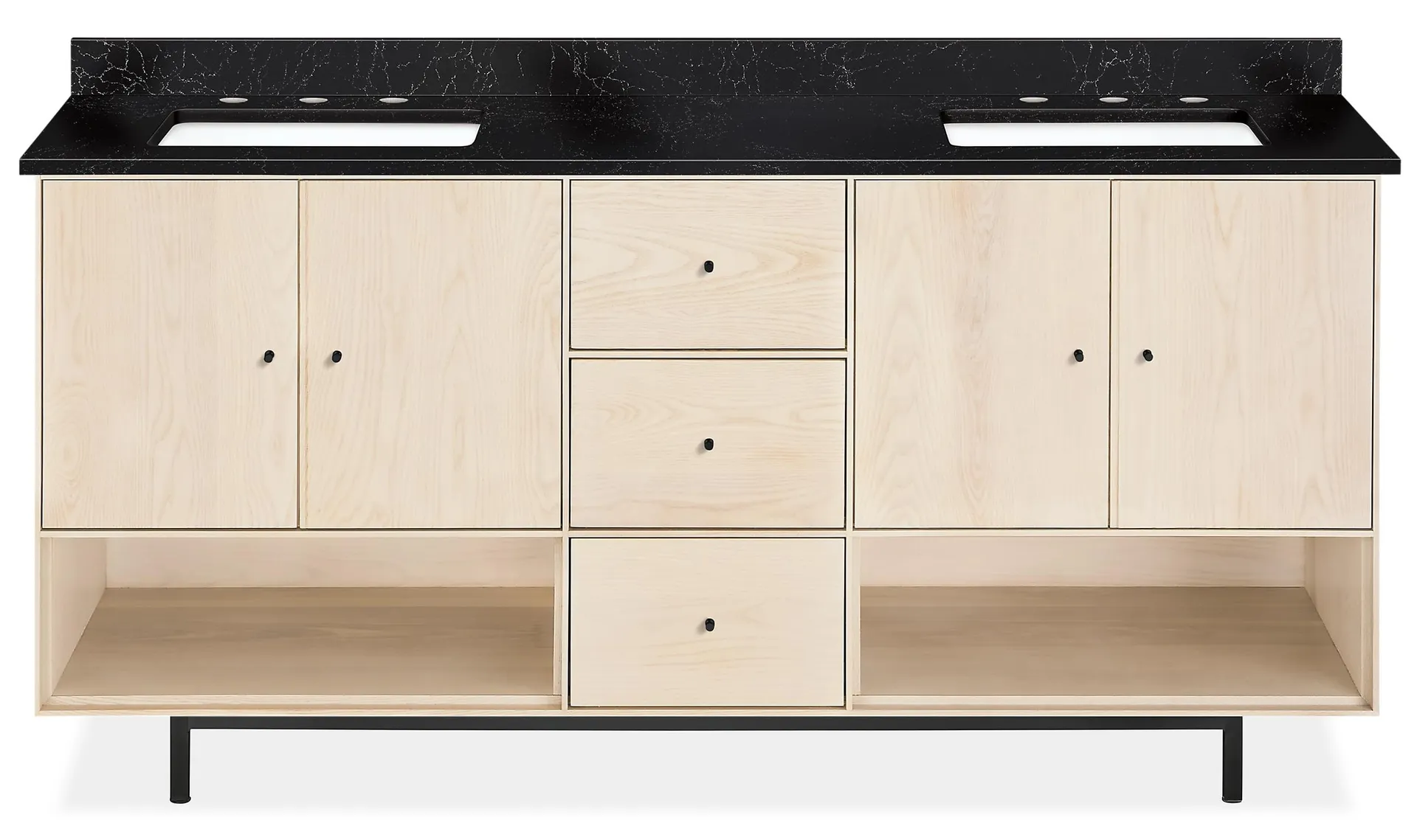 Hudson 72w 21.75d 34h 3 Hole 2 Sink Vanity w/Shelf in Sand w/Mammoth Cave