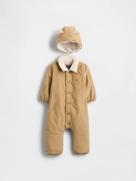 Baby Corduroy & Sherpa One-Piece Outfit Set