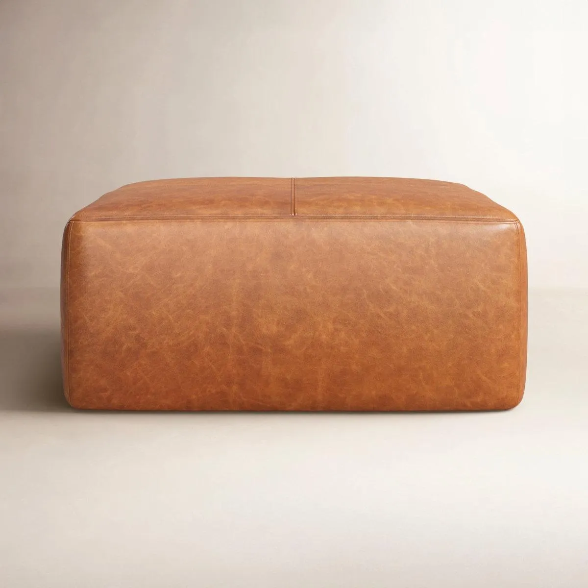 Heafield Square 35" Wide Full-Grain Genuine Italian Leather Ottoman