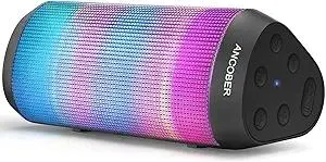 Bluetooth Speaker, Portable Wireless, 15W Stereo Sound, IPX4 Waterproof, with Cool Lights, TWS Pairing, BT5.3/AUX IN, for Outdoor/Indoor/Party/BBQ/Shower, Electronics Gadget, Holiday Birthday Gifts