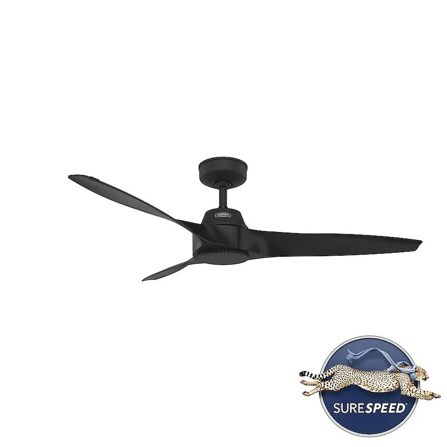Hunter Mosley SureSpeed 52-in Outdoor Matte Black with Matte Black Blades Propeller Ceiling Fan Without Light 3 -Blade )