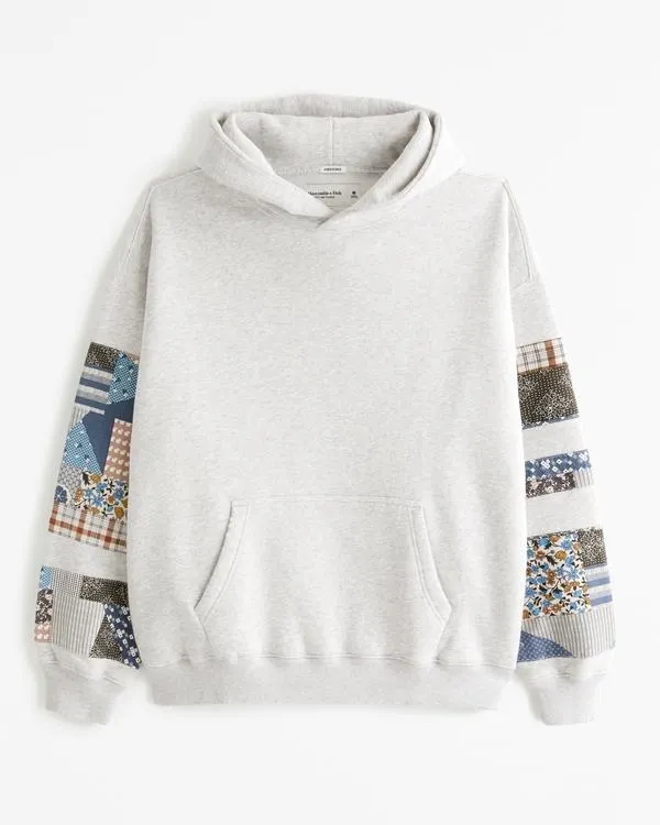 Essential Popover Patchwork Embroidered Hoodie