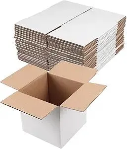Hoikwo 6x6x6 Shipping Boxes Set of 25, White Corrugated Cardboard Box for Small Business for Packaging Mailing
