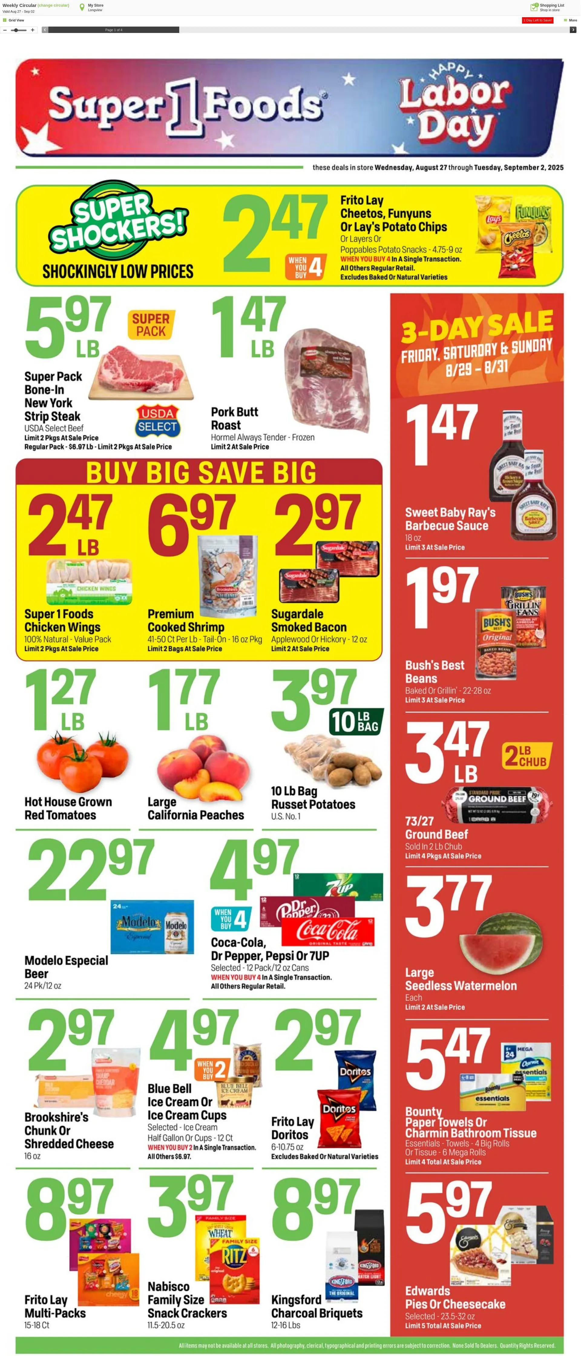 Weekly ad Super1Foods from September 3 to September 9 2025 - Page 1