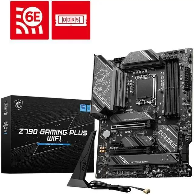 MSI Z790 GAMING PLUS WIFI LGA 1700 Intel Z790 SATA 6Gb/s ATX DDR5 PCI-E x16 slot Wi-Fi 6E 2.5Gbps LAN 4x M.2 EZ Debug LED Motherboard