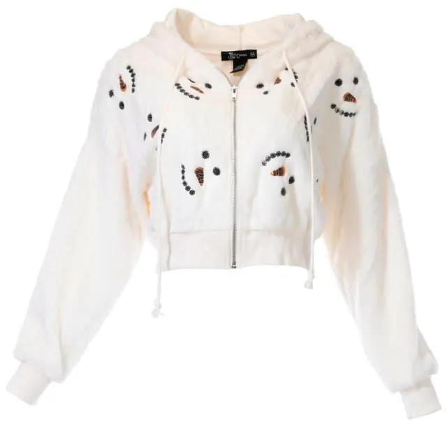 Miss Chievous Juniors Tossed Sherpa Snowman Zip Up Jacket