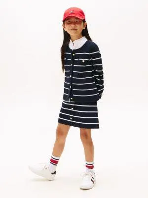 Kids' Gold Button Stripe Sweater Skirt