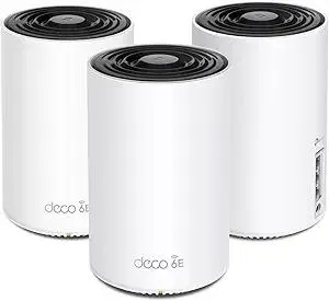 TP-Link Deco XE75 AXE5400 Tri-Band WiFi 6E Mesh System - Wi-Fi up to 7200 Sq.Ft, Engadget Rated Best Mesh for Most People, Replaces WiFi Router and Extender, AI-Driven Mesh New 6GHz Band, 3-Pack