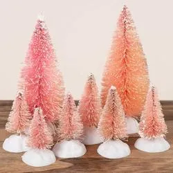 Assorted Frosted Pink Bottle Brush Trees (Pack of 8 pieces)