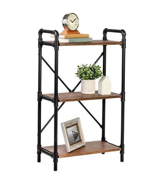Honey Can Do 3 Tier Industrial Bookshelf Black