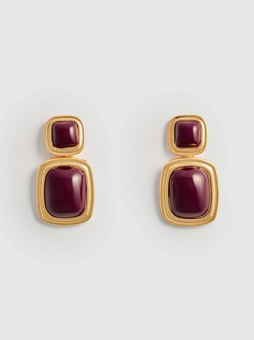Burgundy Gem Drop Earrings