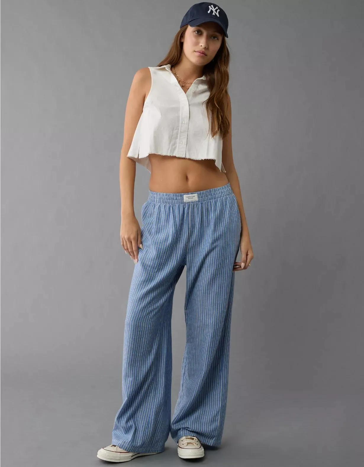 AE Collared Button-Up Tank Top