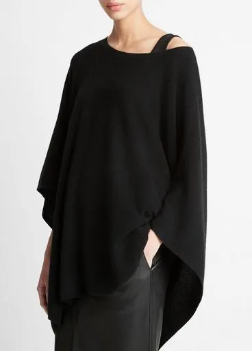 Reverse-Jersey Cashmere Boat-Neck Poncho
