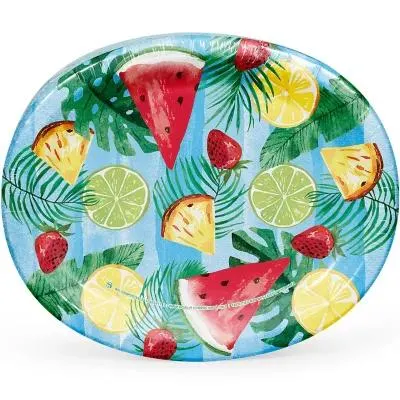 Member's Mark Summer Oval Paper Plates, 10" x 12", 50 ct.