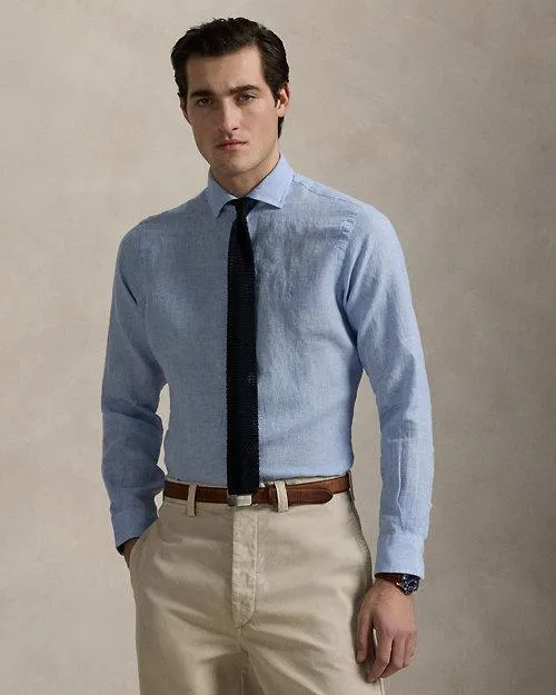 Classic Fit Houndstooth Linen Shirt