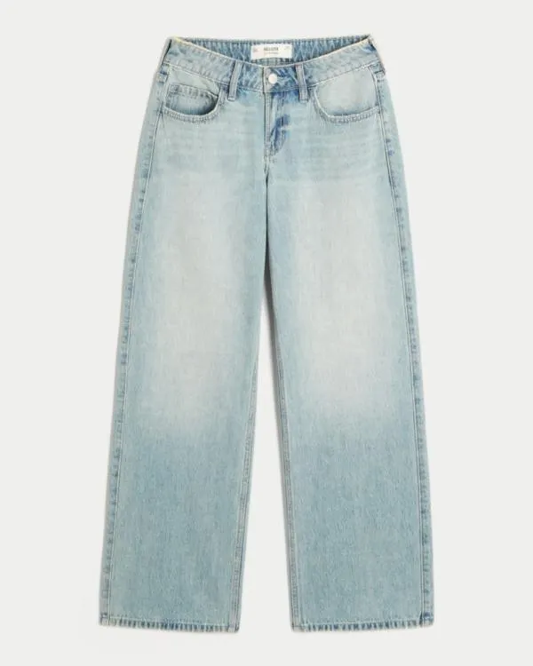 Low-Rise Light Wash Baggy Jeans