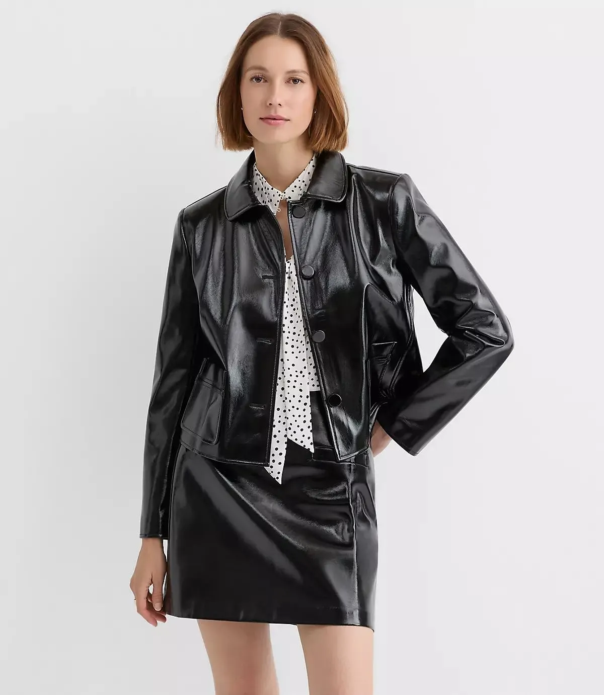 Faux Leather Patch Pocket Jacket