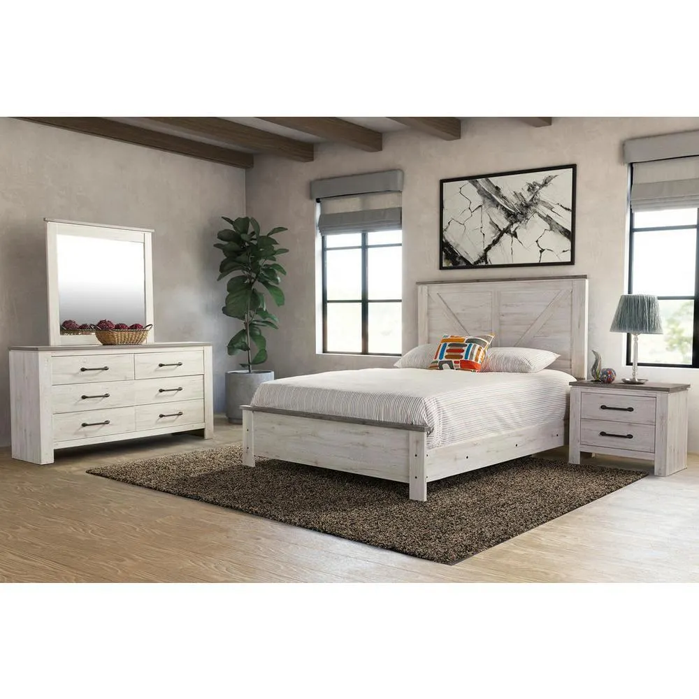 6 - Piece Adorna 2-Tone Queen Bedroom with 12" Upland Premium Better Tight Top Firm Mattress