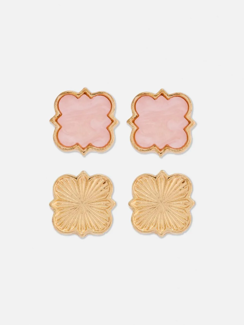 2-Pack Textured and Stone Stud Earrings