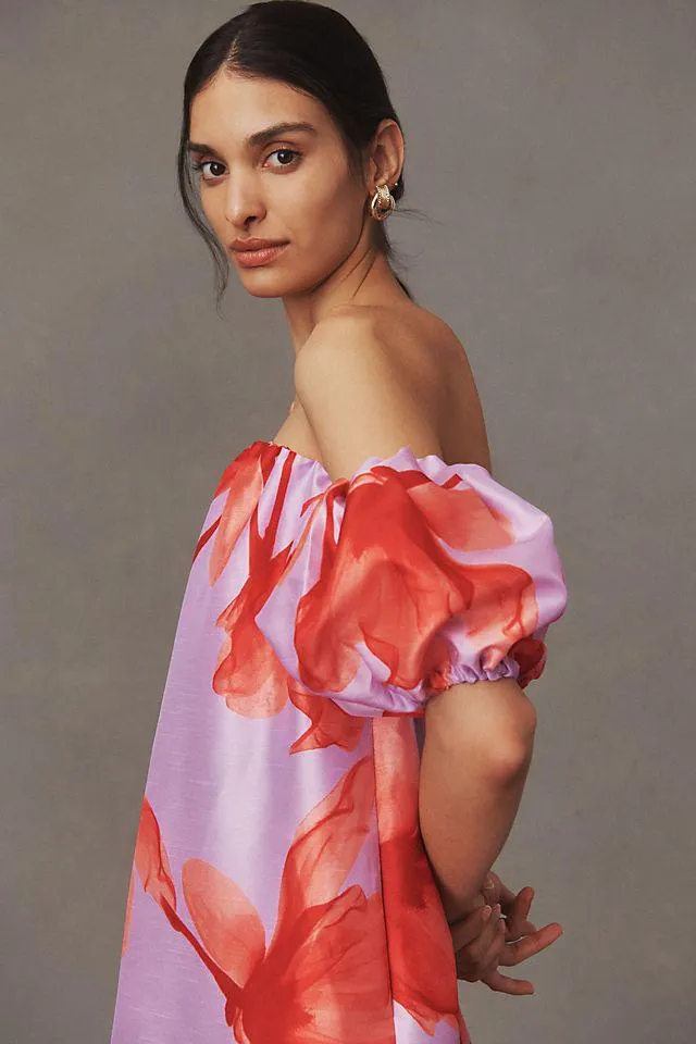 Hutch Shantung Off-The-Shoulder Maxi Dress