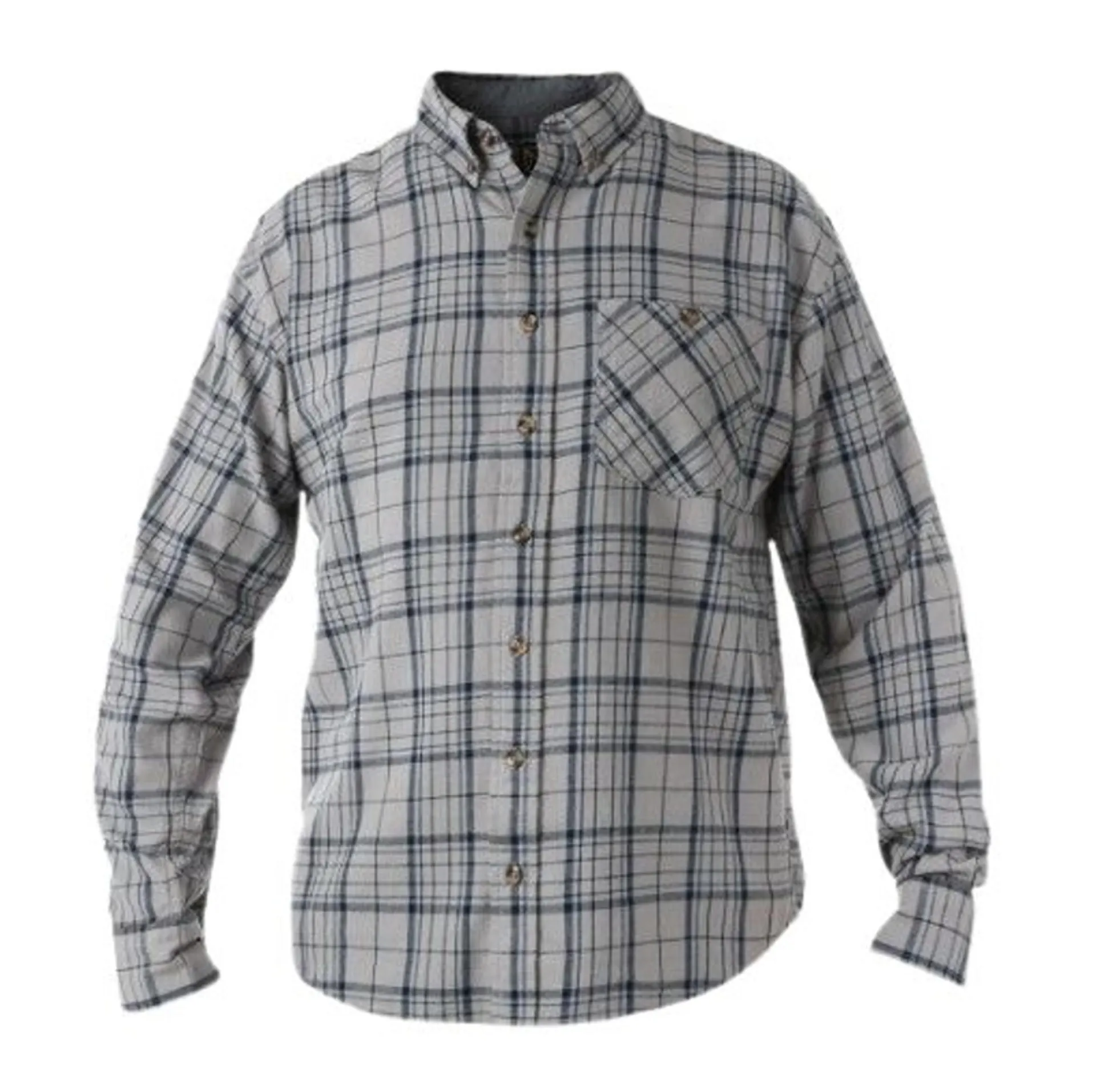 Noble Outfitters Mens Grey and Blue Plaid Flannel Shirt