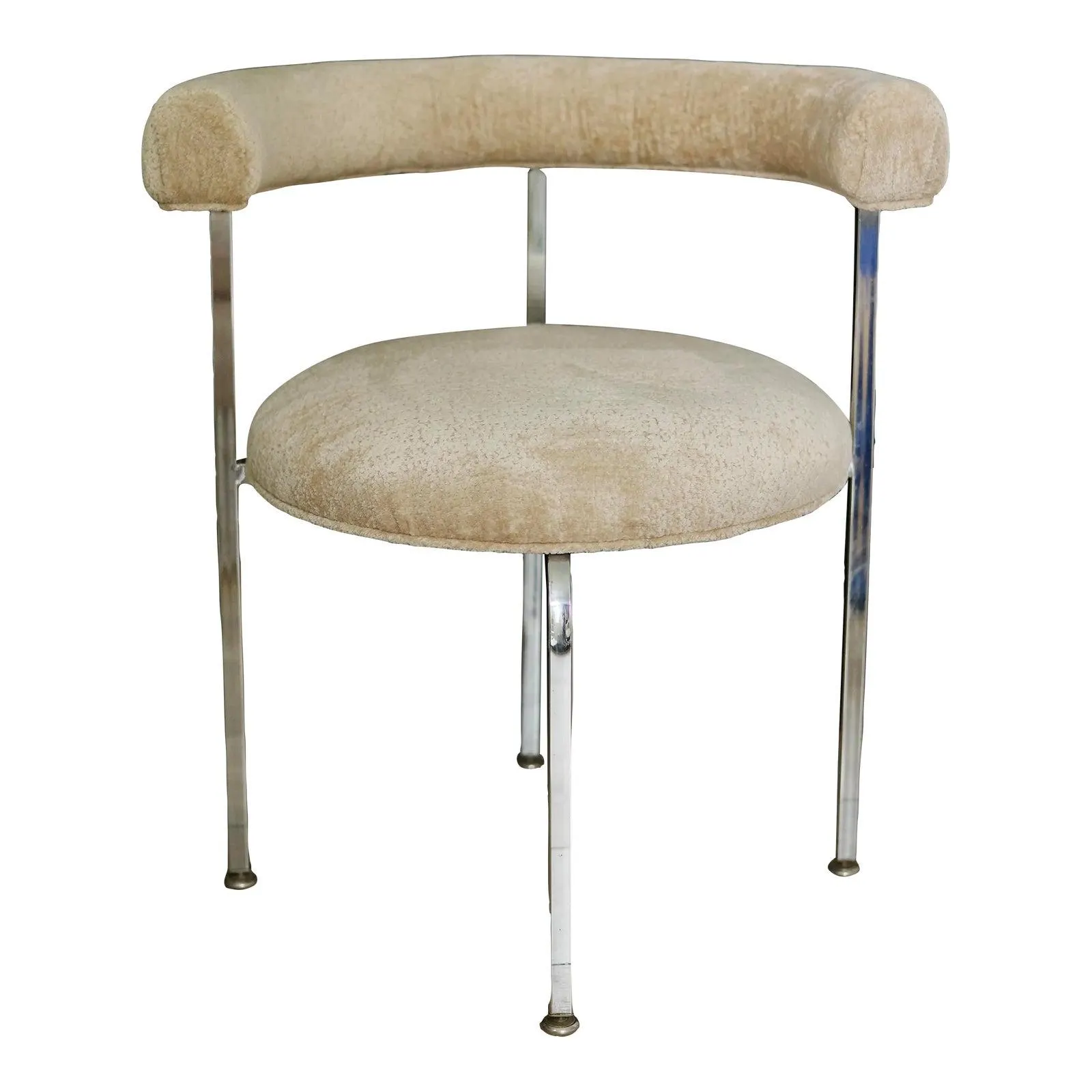 1960s Mid-Century Modern Chrome and Chenille Boucle Chair