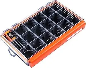 Fishing Tackle Box, Waterproof Tackle Trays, Organizer with Removable Dividers, Sealed Lure Box and Terminal Tackle Storage (Orange, S)
