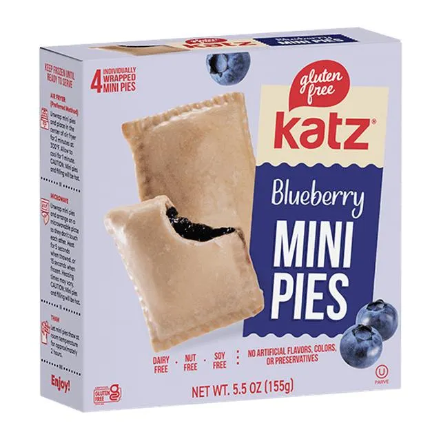 Katz Gluten Free Mini Pies - Blueberry |Gluten Free, Dairy Free, Nut Free, Soy Free, Kosher | (1 Pack, 5.5 Ounce Each)