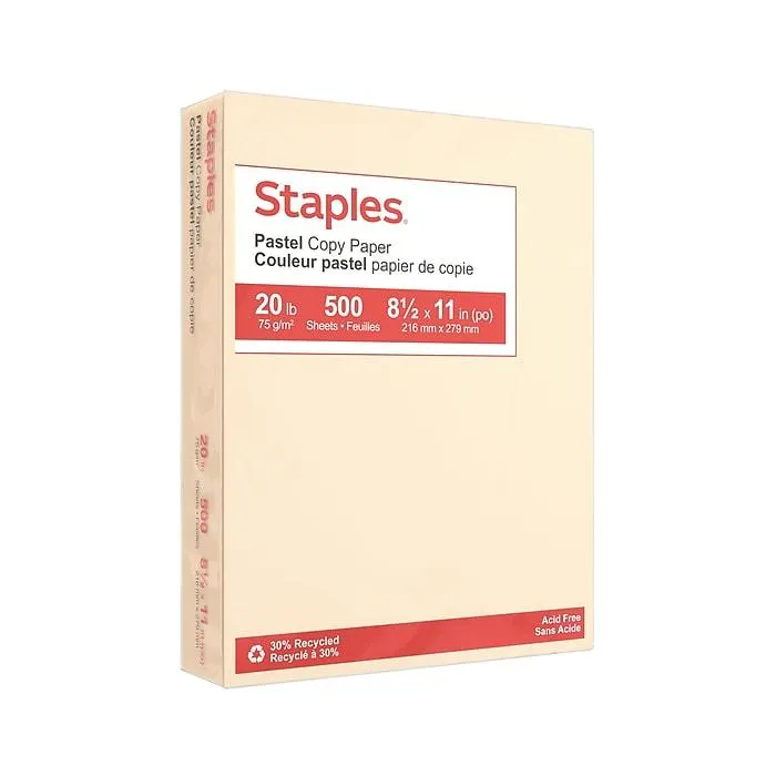 Staples Pastel 30% Recycled Color Copy Paper,