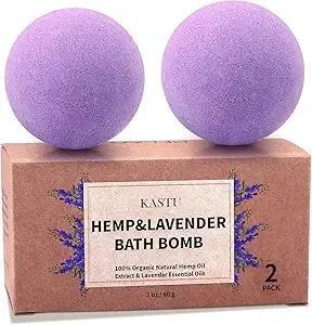 Bath Bombs,2 Pack Fizzy Spa Gift Natural Hemp Oil Extract and Lavender Essential Oils Bath for Moisturizing Dry Skin,Relaxing,Bubble Bath for Gifts Idea for Men Women